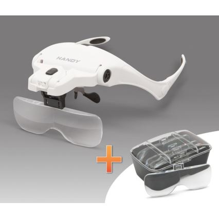 Magnifier for the forehead with LED lighting 3xAAA + set of lenses