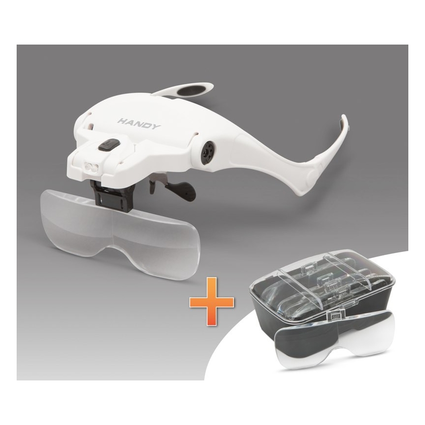 Magnifier for the forehead with LED lighting 3xAAA + set of lenses