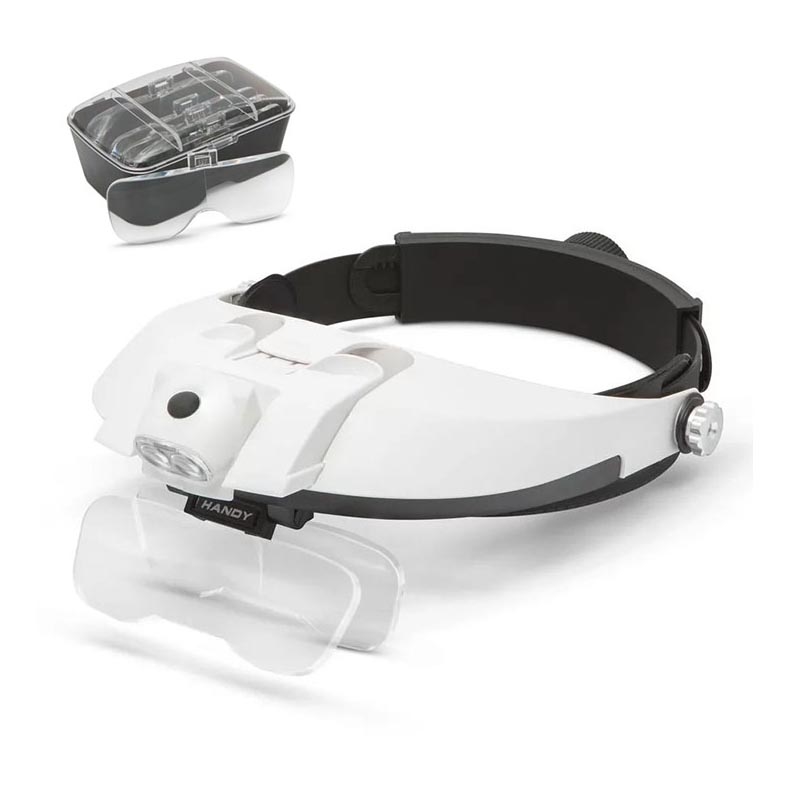 Magnifier for the forehead with LED lighting 3xAAA + set of lenses