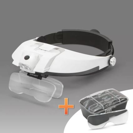 Magnifier for the forehead with LED lighting 3xAAA + set of lenses