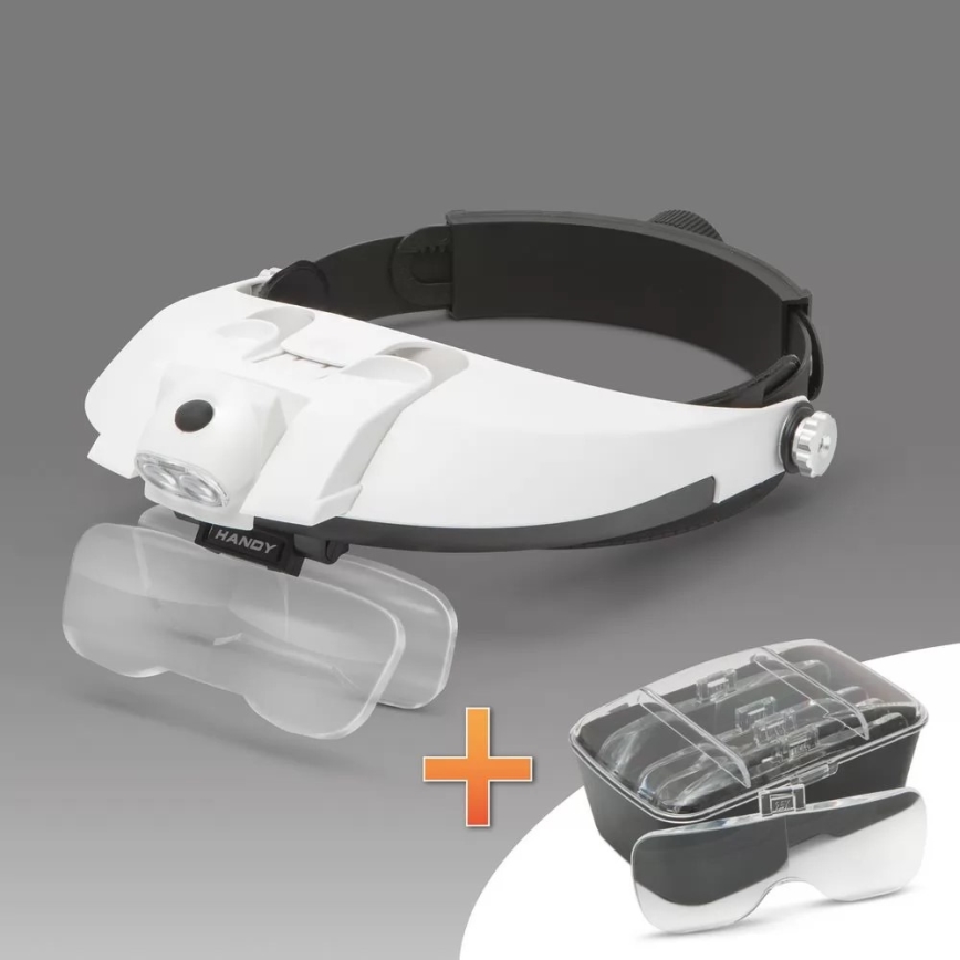 Magnifier for the forehead with LED lighting 3xAAA + set of lenses