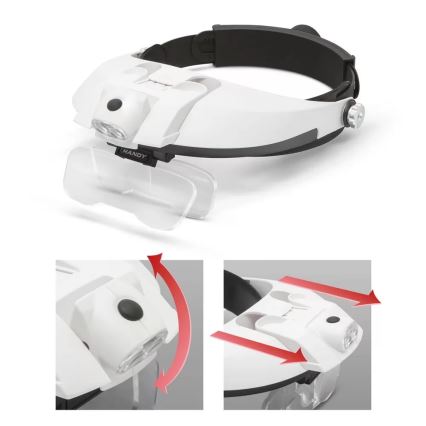 Magnifier for the forehead with LED lighting 3xAAA + set of lenses