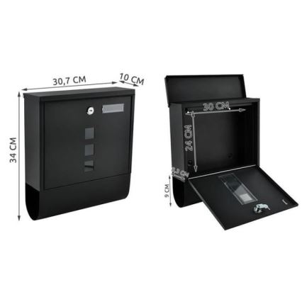 Mailbox 34x30,7 cm black