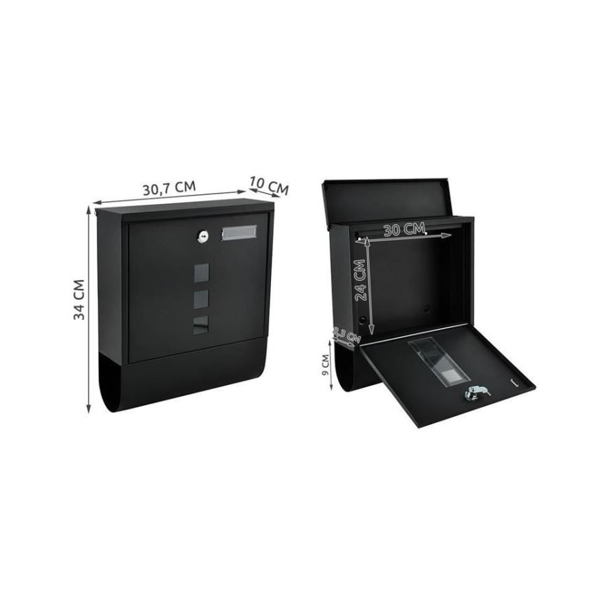 Mailbox 34x30,7 cm black