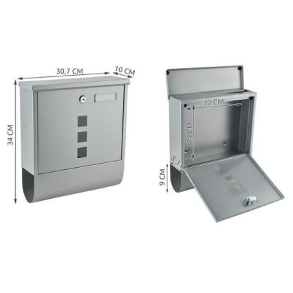Mailbox 34x30,7 cm silver