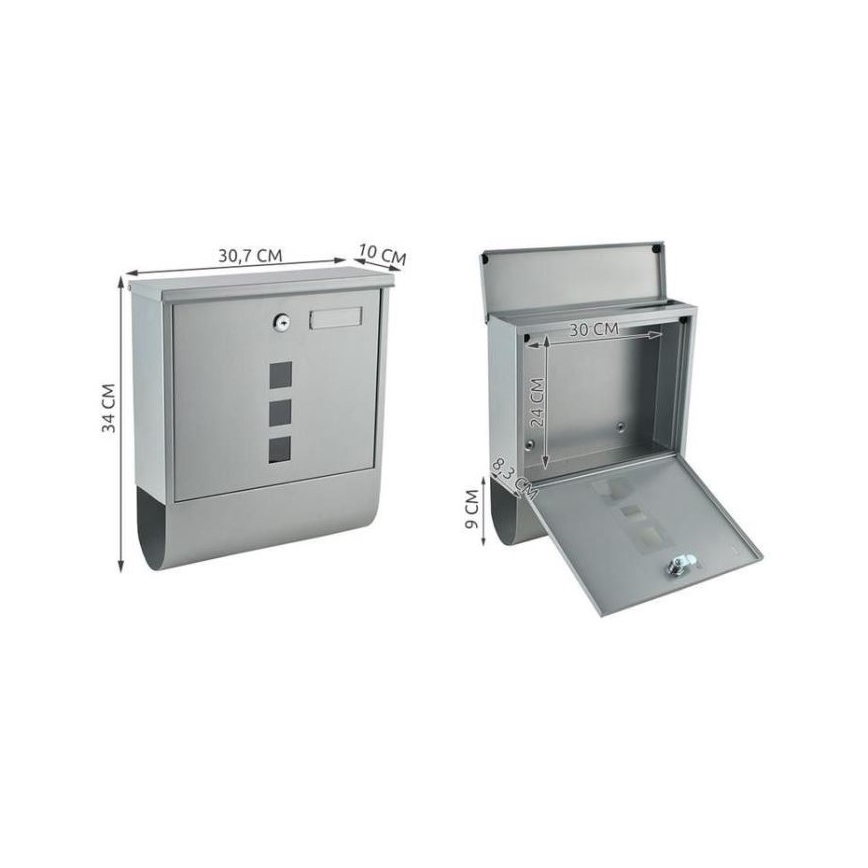 Mailbox 34x30,7 cm silver