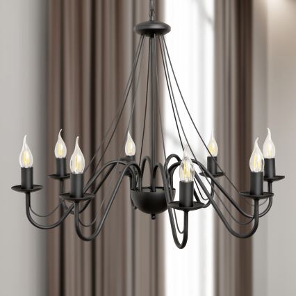 MALBO Chain Chandelier 8xE14 / 10W / 230V, Black