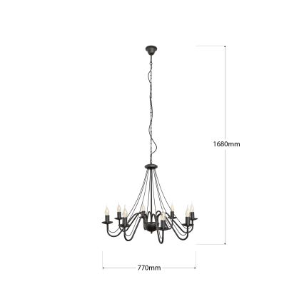MALBO Chain Chandelier 8xE14 / 10W / 230V, Black