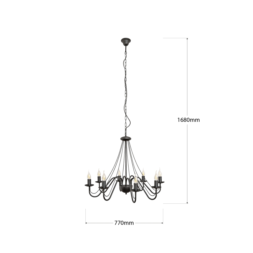 MALBO Chain Chandelier 8xE14 / 10W / 230V, Black