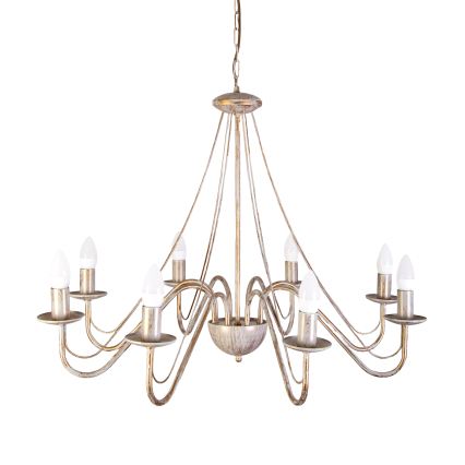 MALBO Chain Chandelier 8xE14/10W/230V White/Gold/Patina