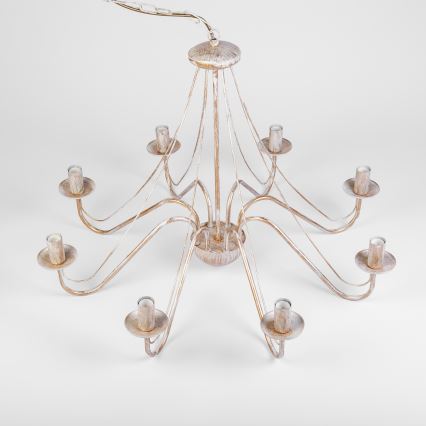 MALBO Chain Chandelier 8xE14/10W/230V White/Gold/Patina