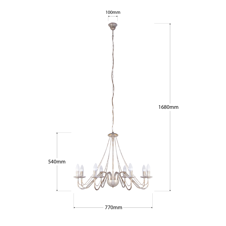 MALBO Chain Chandelier 8xE14/10W/230V White/Gold/Patina