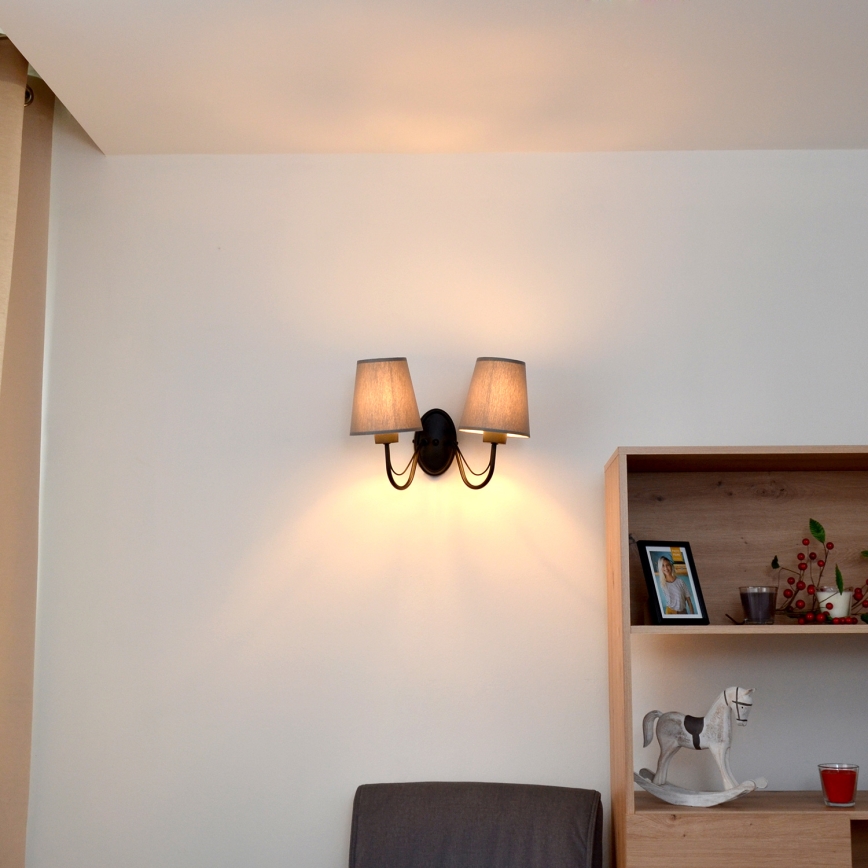 MALBO wall lamp 2x E27/15W/230V grey/black