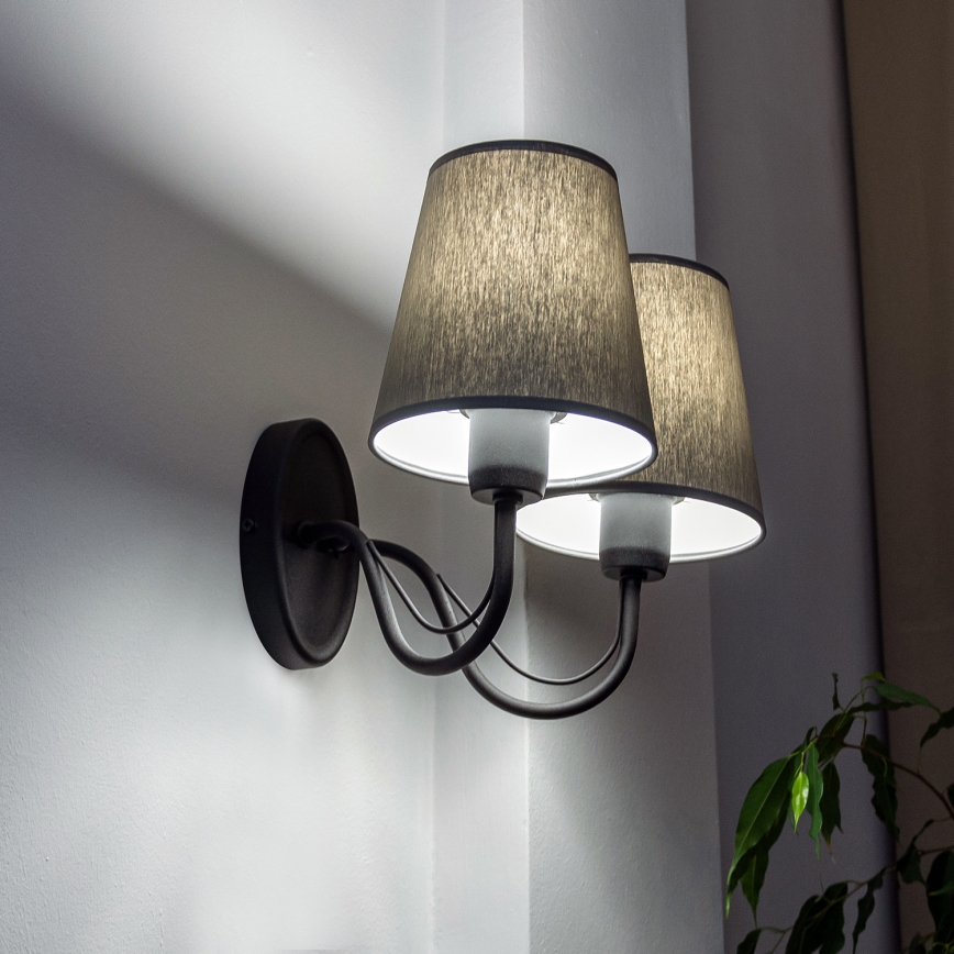 MALBO wall lamp 2x E27/15W/230V grey/black