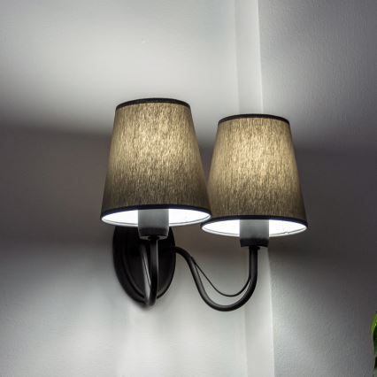 MALBO wall lamp 2x E27/15W/230V grey/black