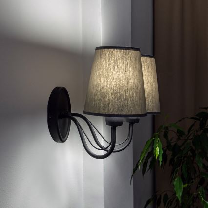 MALBO wall lamp 2x E27/15W/230V grey/black