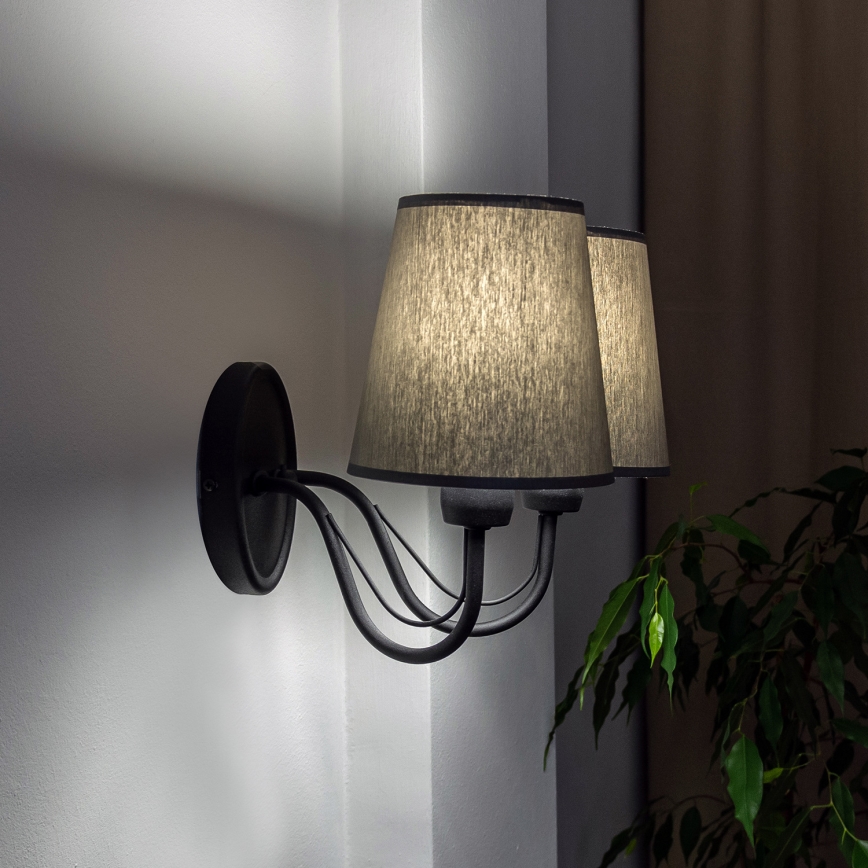MALBO wall lamp 2x E27/15W/230V grey/black