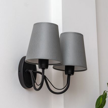 MALBO wall lamp 2x E27/15W/230V grey/black