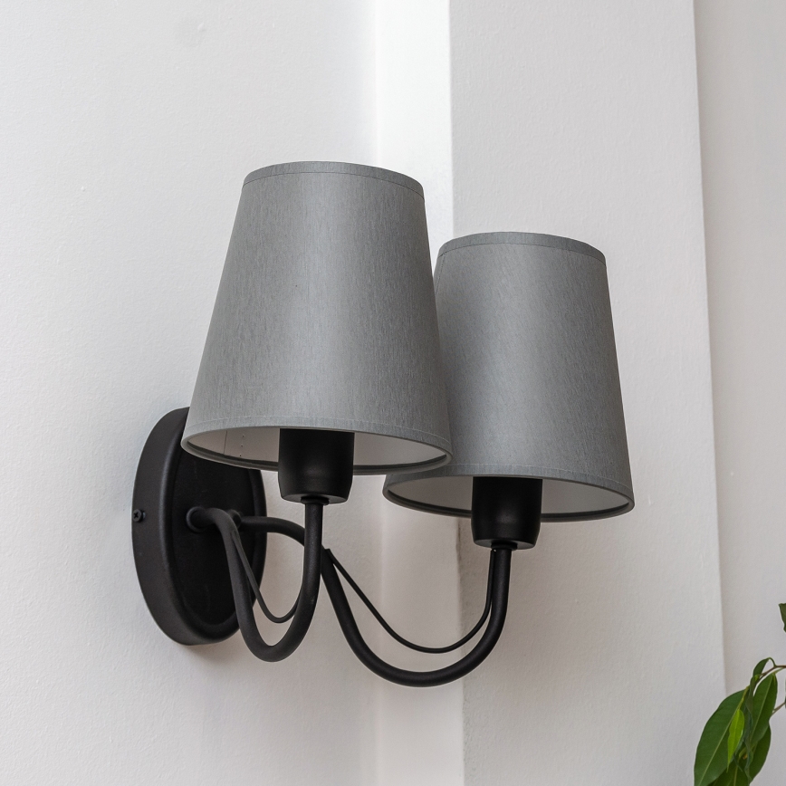 MALBO wall lamp 2x E27/15W/230V grey/black