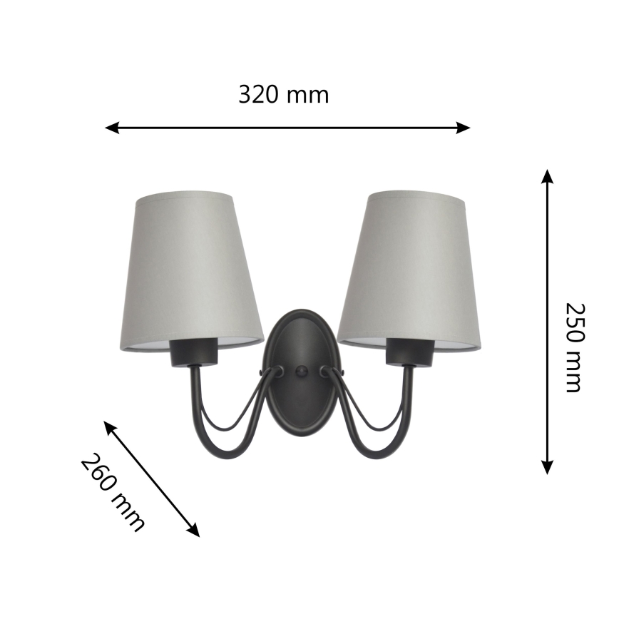 MALBO wall lamp 2x E27/15W/230V grey/black