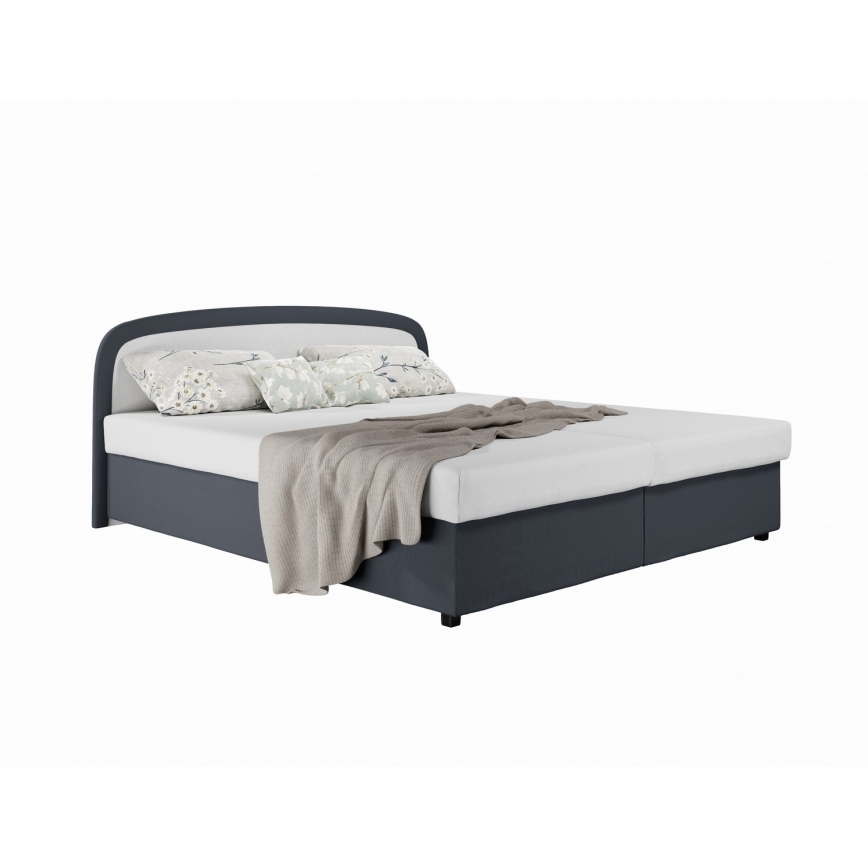 MALIA Upholstered Bed with Spring Mattress and Storage, 160 x 200 cm — Grey
