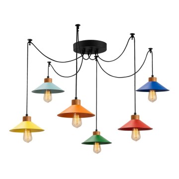 MANAVGAT cable chandelier 6xE27/40W/230V, spider-style, multicolored