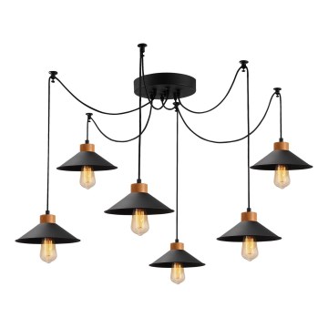 MANAVGAT Cable-Suspended Spider Chandelier 6xE27/40W/230V Black/Brown