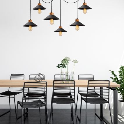 MANAVGAT Cable-Suspended Spider Chandelier 6xE27/40W/230V Black/Brown