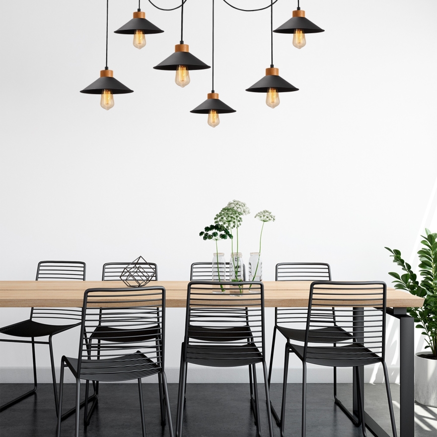 MANAVGAT Cable-Suspended Spider Chandelier 6xE27/40W/230V Black/Brown