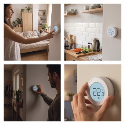 Manual room thermostat 230V/6A, 2xAA, white