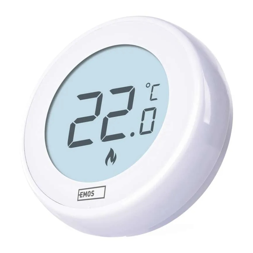 Manual room thermostat 230V/6A, 2xAA, white
