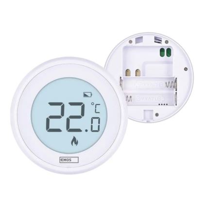 Manual room thermostat 230V/6A, 2xAA, white