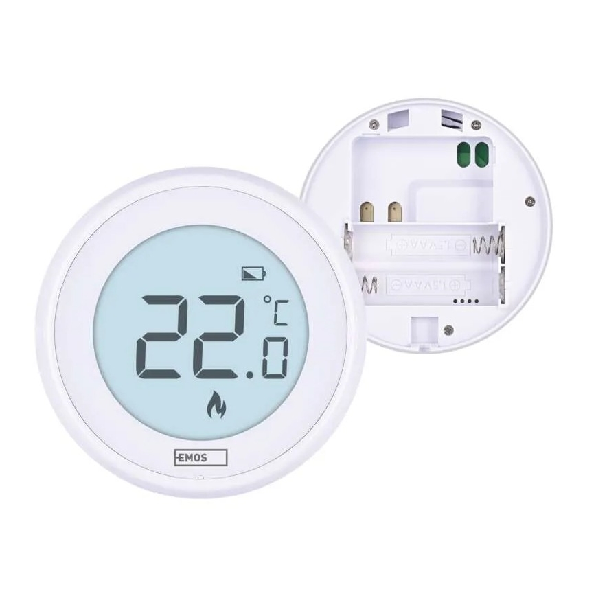 Manual room thermostat 230V/6A, 2xAA, white