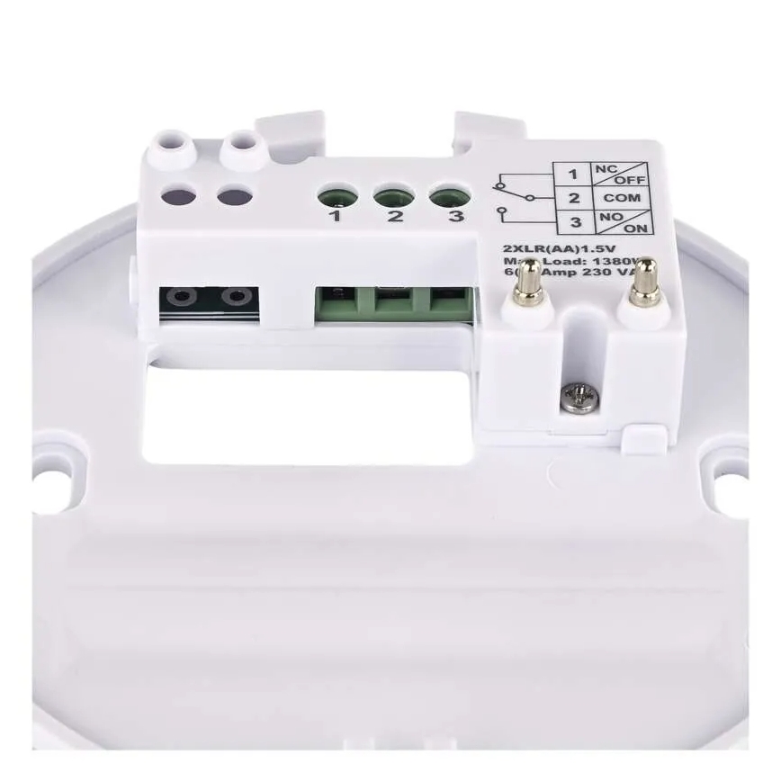 Manual room thermostat 230V/6A, 2xAA, white