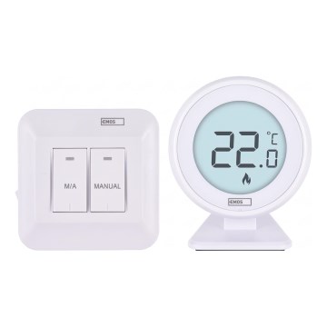 Manual wireless room thermostat 230V/16A 2xAA white
