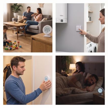 Manual wireless room thermostat 230V/16A 2xAA white
