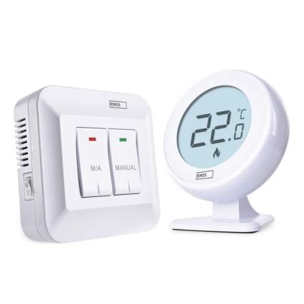 Manual wireless room thermostat 230V/16A 2xAA white