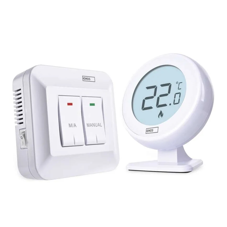 Manual wireless room thermostat 230V/16A 2xAA white