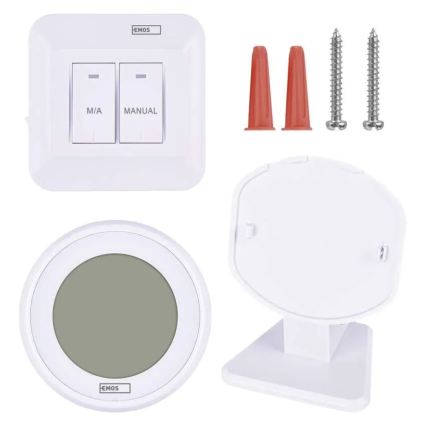 Manual wireless room thermostat 230V/16A 2xAA white