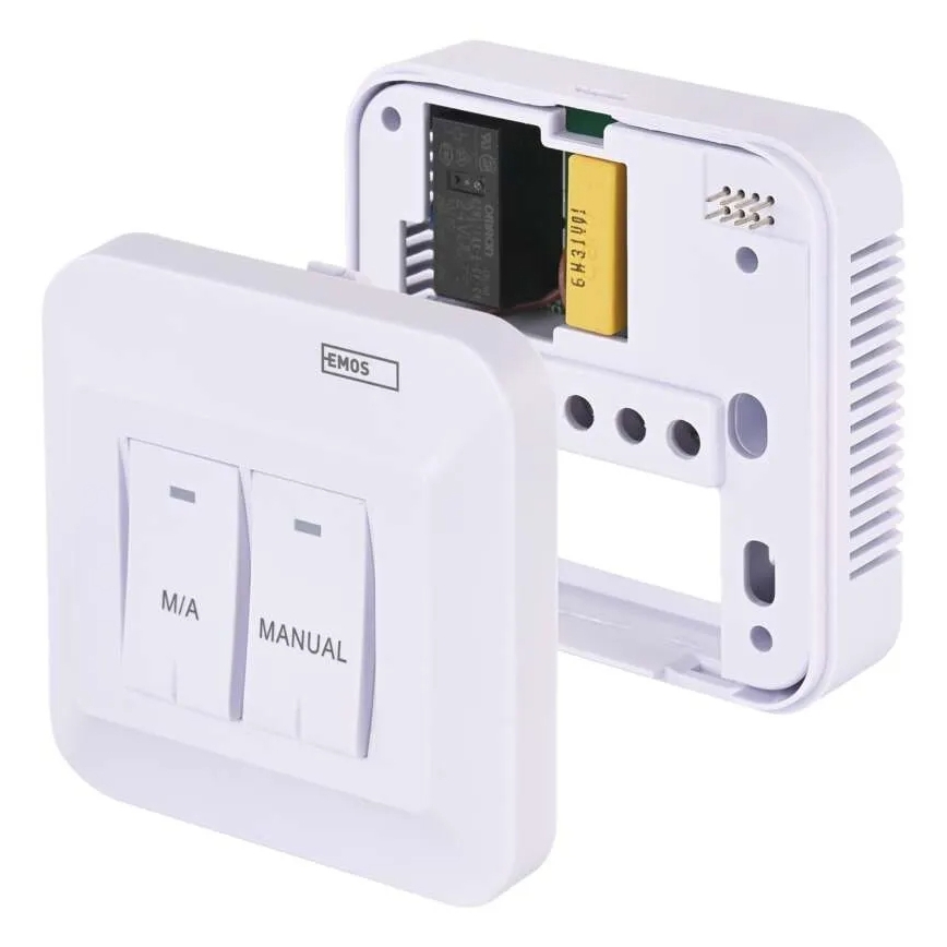 Manual wireless room thermostat 230V/16A 2xAA white