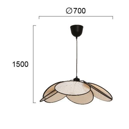 MARGARET Cord Pendant Light 1x E27/40W/230V Black/Beige