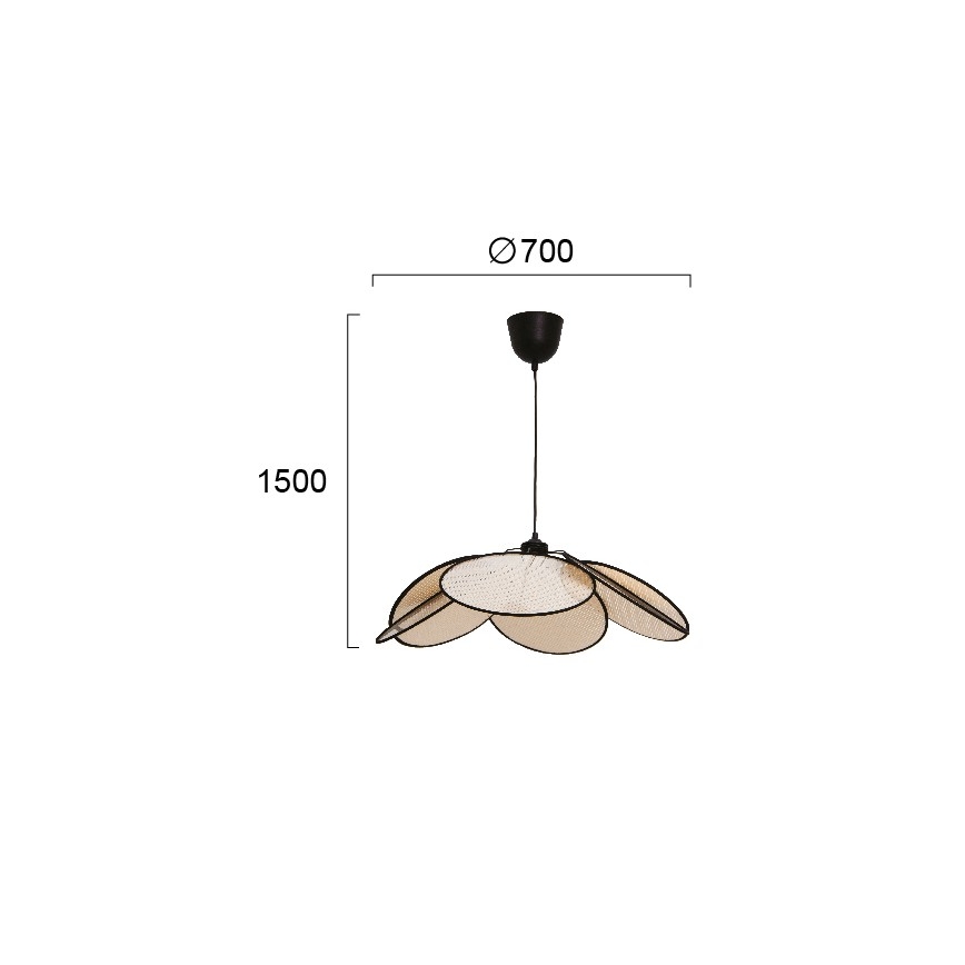 MARGARET Cord Pendant Light 1x E27/40W/230V Black/Beige
