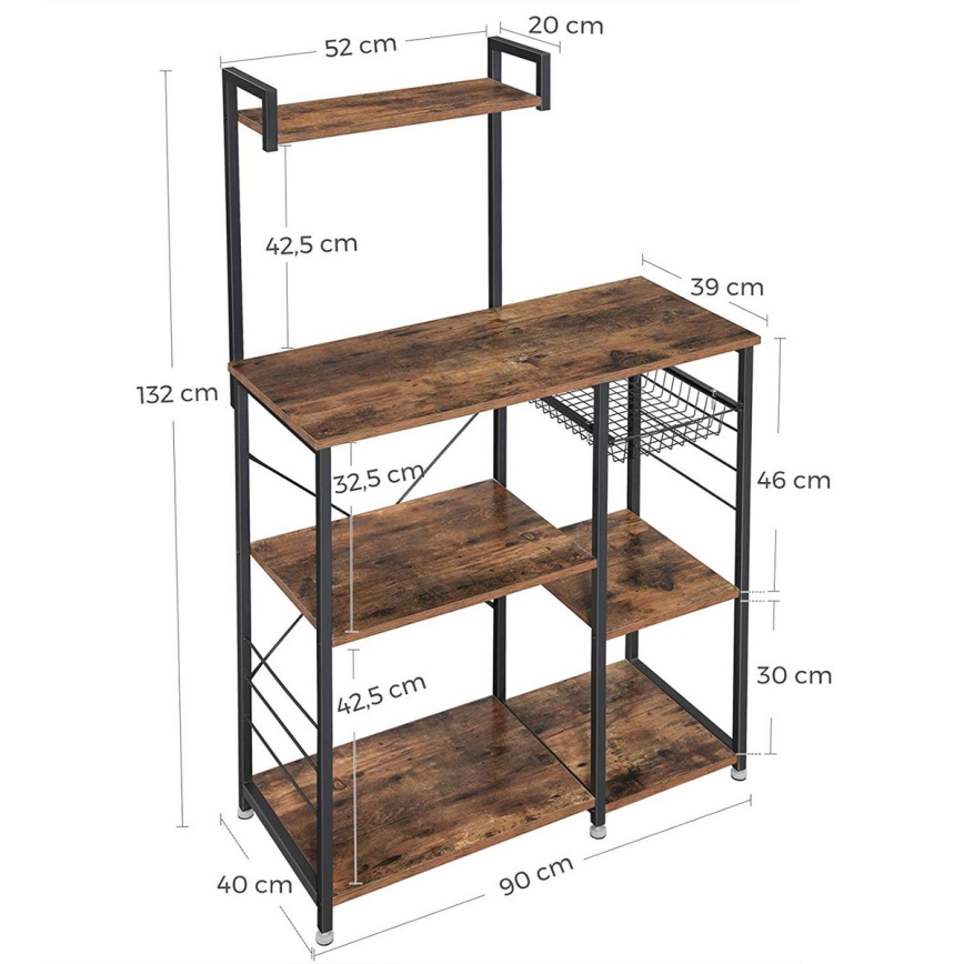MARGE Kitchen Shelving Unit Brown/Black