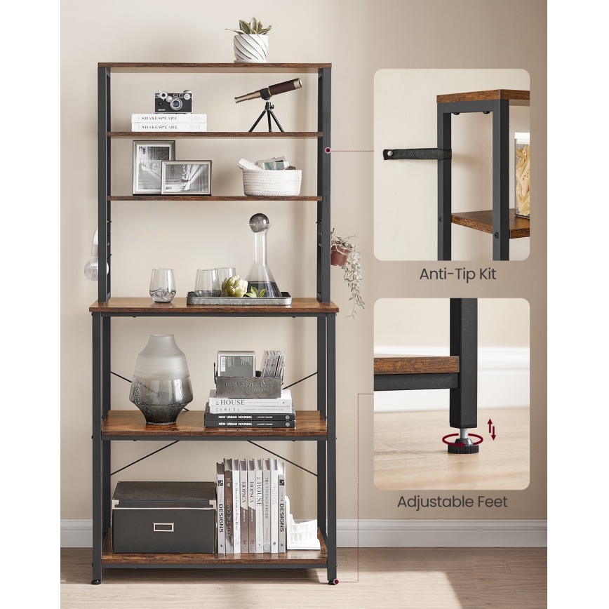 MARGE Kitchen Shelving Unit, Brown/Black