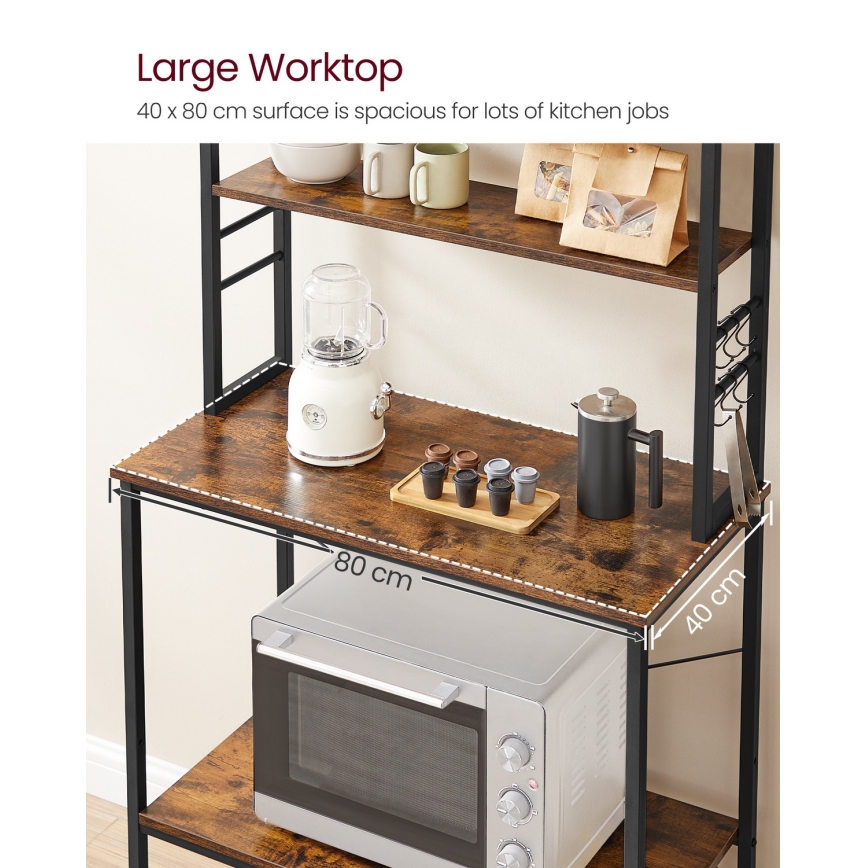 MARGE Kitchen Shelving Unit, Brown/Black