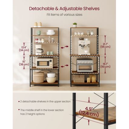 MARGE Kitchen Shelving Unit, Brown/Black