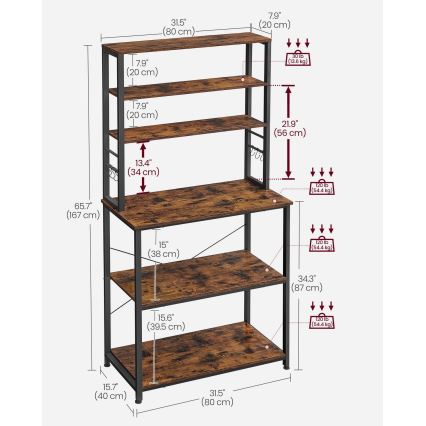 MARGE Kitchen Shelving Unit, Brown/Black