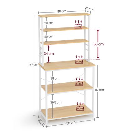 MARGE Kitchen Shelving Unit, Brown/White