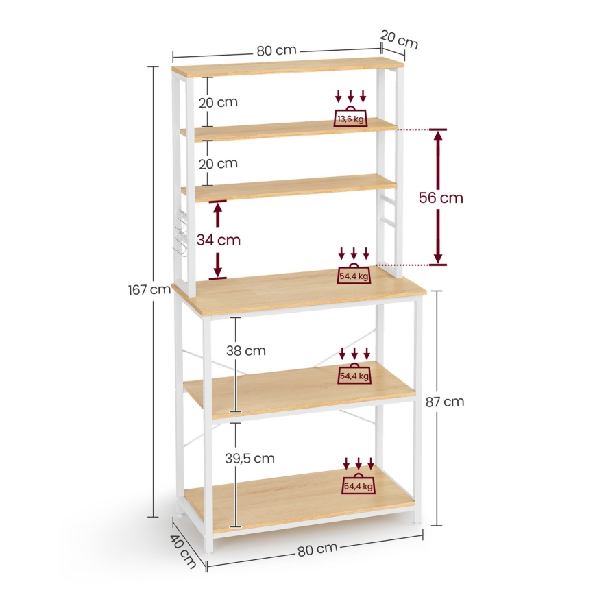 MARGE Kitchen Shelving Unit, Brown/White