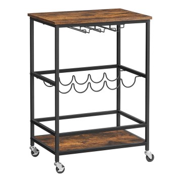 MARGE Serving Table for Bottles and Glasses, Brown/Black